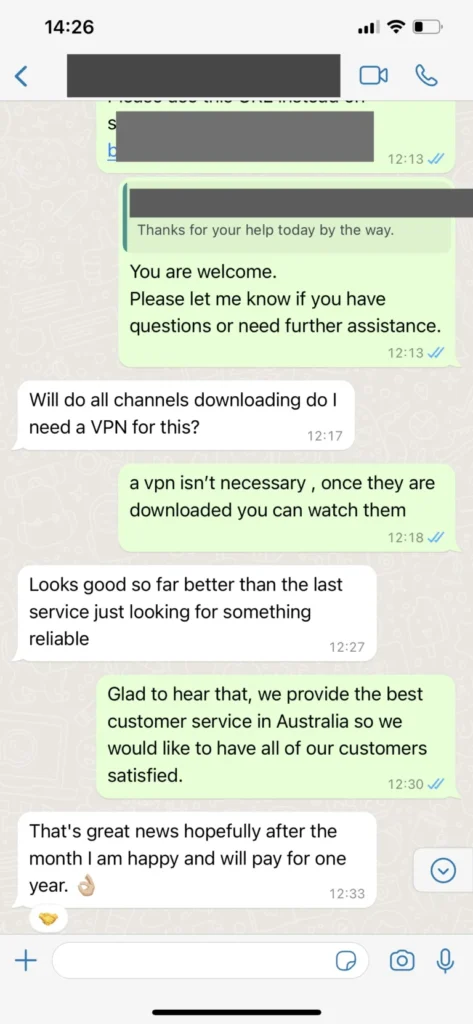 WhatsApp notification: subscription renewal confirmed