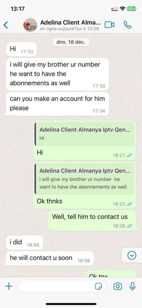 WhatsApp comment: positive feedback on 4K streaming